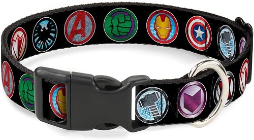 Buckle-Down 9Avenger Icons Marvel Avengers Kunststoff-Clip-Halsband, 45,7–81,3 c