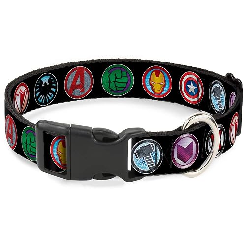 Buckle Down 9 Avenger Iconos Negro/Multi Color Marvel Los Vengadores plástico Clip Collar