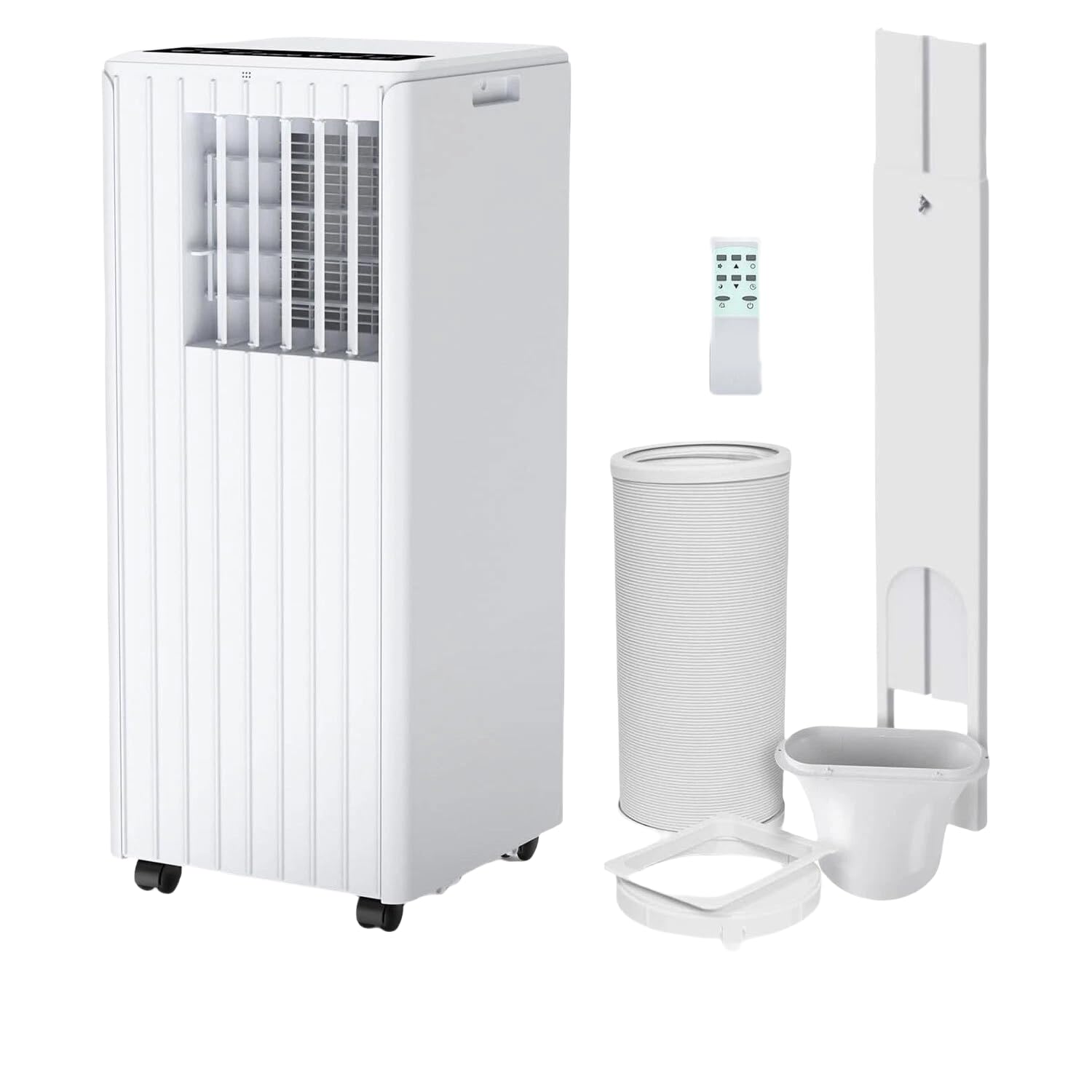 4-in-1 Portable Air Conditioner 7000 BTU Cooling Dehumidifier Fan & Sleep Mode Quiet Remote Control 24H 48dB Self-Evaporating Mobile AC for Rooms Up to 350 Sq.ft R290 Eco Cools Up to 28 M²