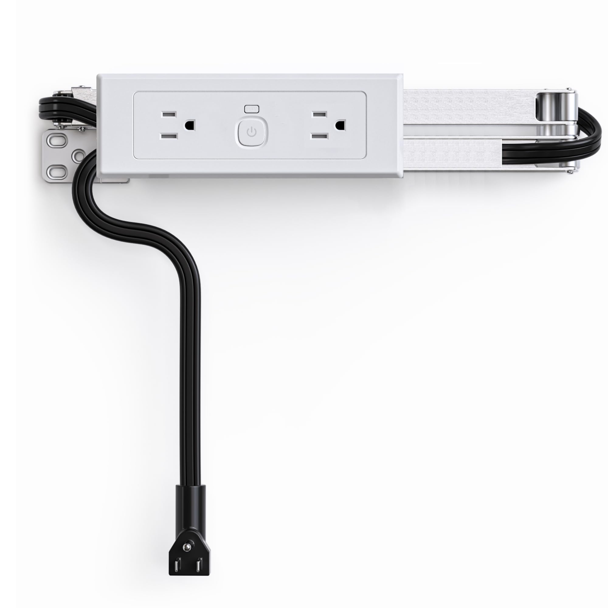Kit de sortie de tiroir 2 AC avec bande de charge encastrée pour coiffeuse, bureau, table de chevet, câble d'alimentation 14 AWG pour cuisine, chambre à coucher, blanc