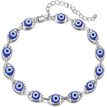 Evil Eye Bracelets Blue Eye Ojo Hamsa Jewelry Dainty Gold Link Bracelets for Women Lucky Turkish Protection Trendy Birthday Jewelry Gifts