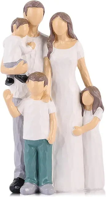 Hand-Painted Family Figurine: Father, Mother, Daughter, Son Statue for Motherhood Décor