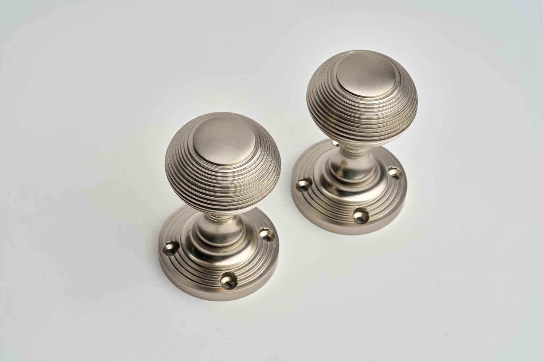 Designer Levers - Beehive Mortice Door Knob - Brushed Satin Nickel - Pair - Image 3