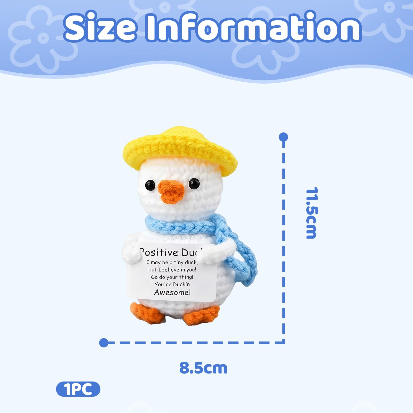 CHarmeFleur Positive Duck Presents, Exam Luck Tokens, Mini Knitted Duck Toy, Adorable Knit Emotional Support Bird - Image 2
