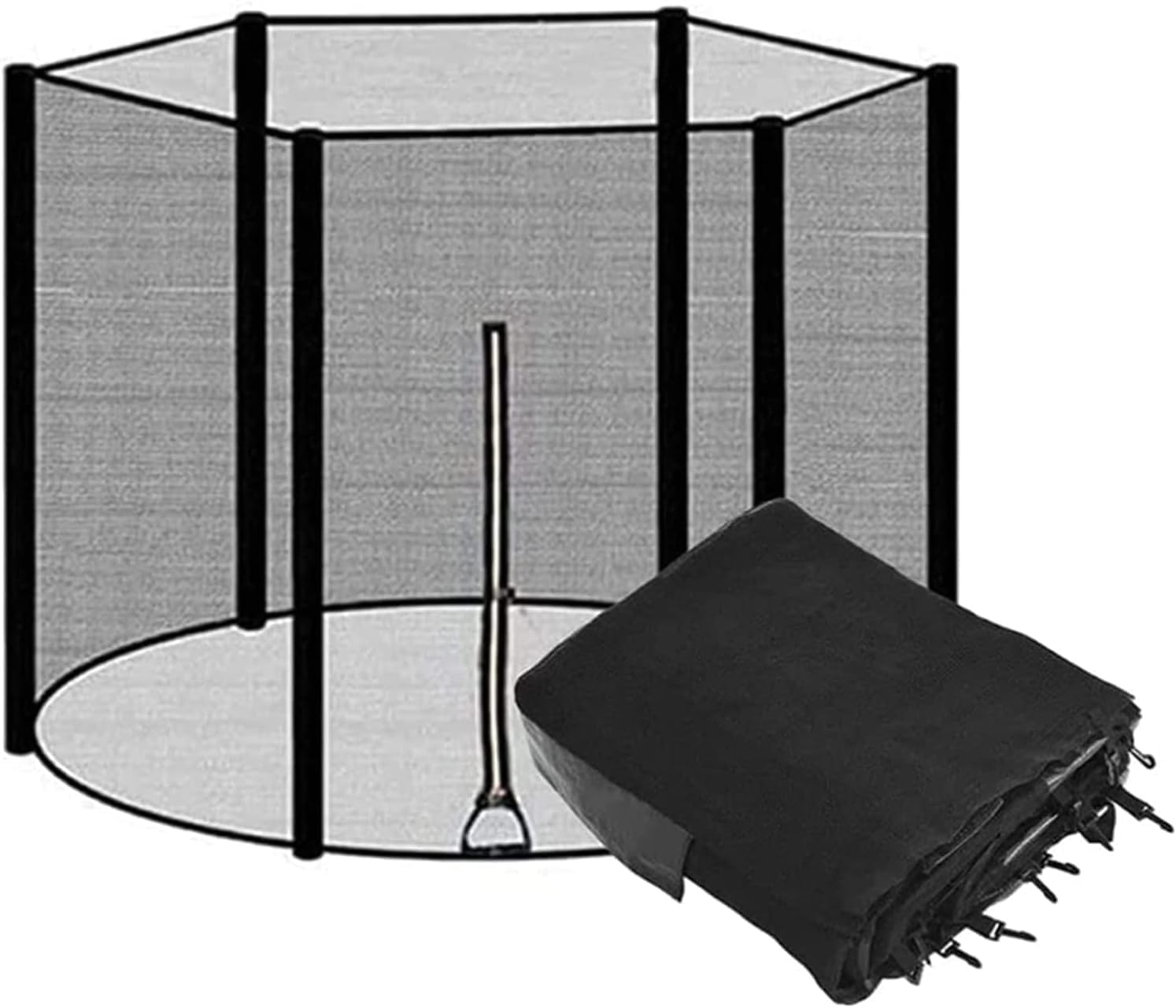 Replacement Safety Net with 6 Pole Round Trampoline Safety Net,Trampoline Protection Fence (Color : Blue, Size : 8FT+Diameter 2.44m)