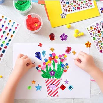 AOMIG Gem Stickers - 939+ PCS Jewels For Crafts, 9 Sheets Self Adhesive Rhinestone Stickers, Stick On Gems For Kids, Multi Colors Acrylic Bling Diamond For Makeup, DIY, Craft, Decorative