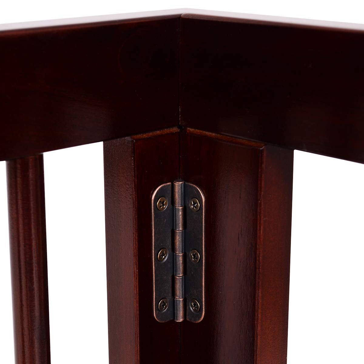 COSTWAY Recinto per Cani da Interno, Cancelletto Regolabile in Legno con Base Larga e 3 Ante, Recinzione per Animali Domesti di Piccola/Media Taglia, 140-203 x 9,5 x 56 cm