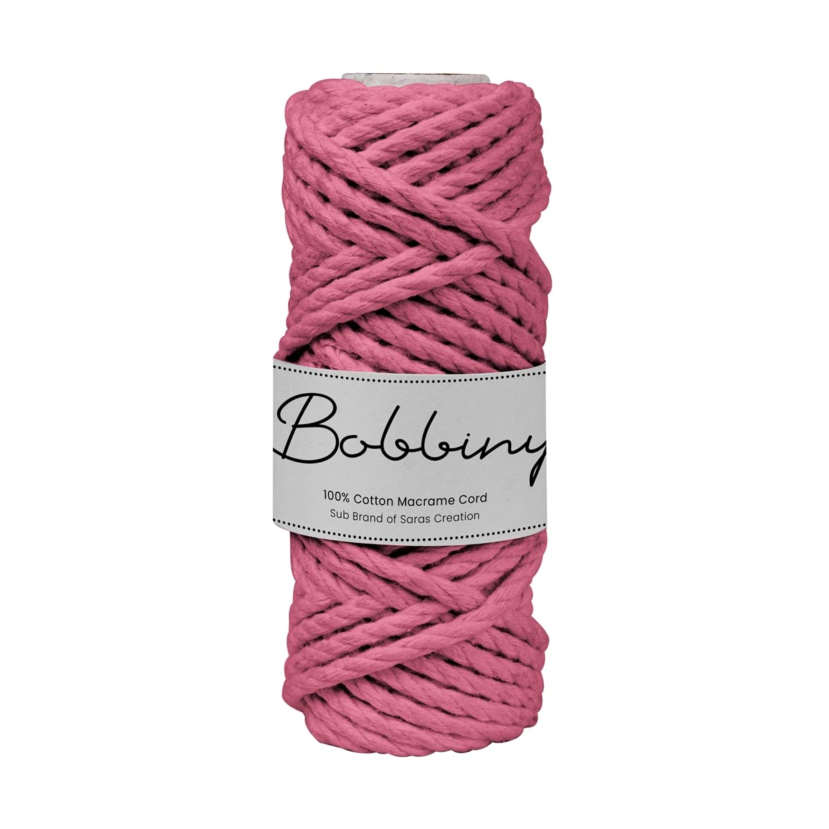 Bobbiny | 3 Ply Twisted Macrame Cotton Cord Dori (Roll Packaging) Thread for Macrame DIY and Other Projects | Bubble Gum | 3mm,10 Meter