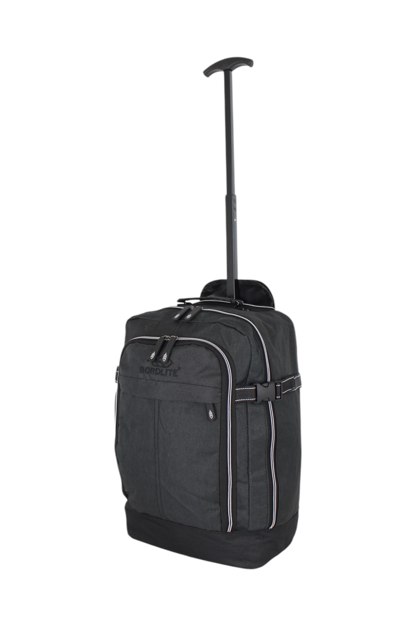 Bordlite RyanAir Approved Cabin Holdall on Wheels, 40x25x20cm Hand Luggage Bag, Extendable Handle, Multi Pocket Twill Travel Bag - 20L - Teal