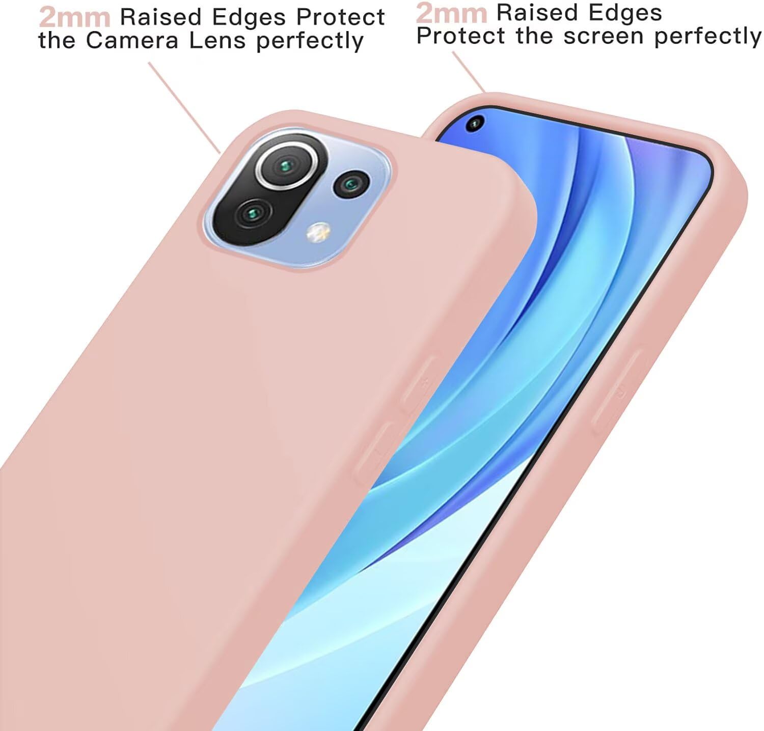 Custodia Per Xiaomi Mi 11 Lite Con Collana Regolabile – Cover Morbida In TPU Rosa, Antiurto E Antigraffio, Protezione Fotocamera, Supporto Ricarica Wireless