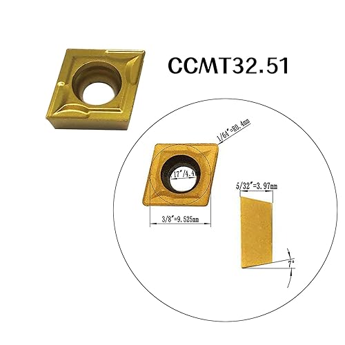 Miniatura 13 de 20 piezas CCMT09T304/CCMT32.51 Insertos de torneado de carburo, CCMT Insertos de repuesto de torno CNC multicapa recubiertos para torno de torneado