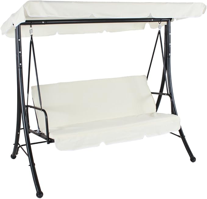 TecTake Luxury 3 Seat Swing Hammock, Garden Swing Bench with Bed