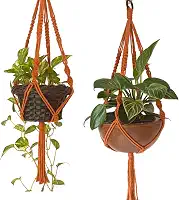 02 Suporte Para Pendurar Vasos Hanger Plant 70 cm Arte Macrame (Telha)