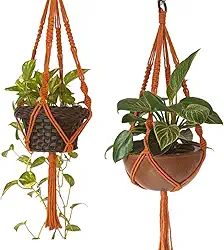 02 Suporte Para Pendurar Vasos Hanger Plant 70 cm Arte Macrame (Telha)