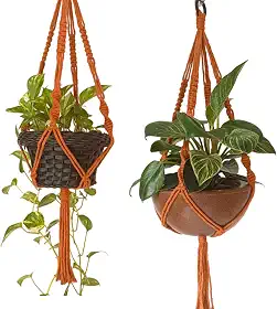 02 Suporte Para Pendurar Vasos Hanger Plant 70 cm Arte Macrame (Telha)