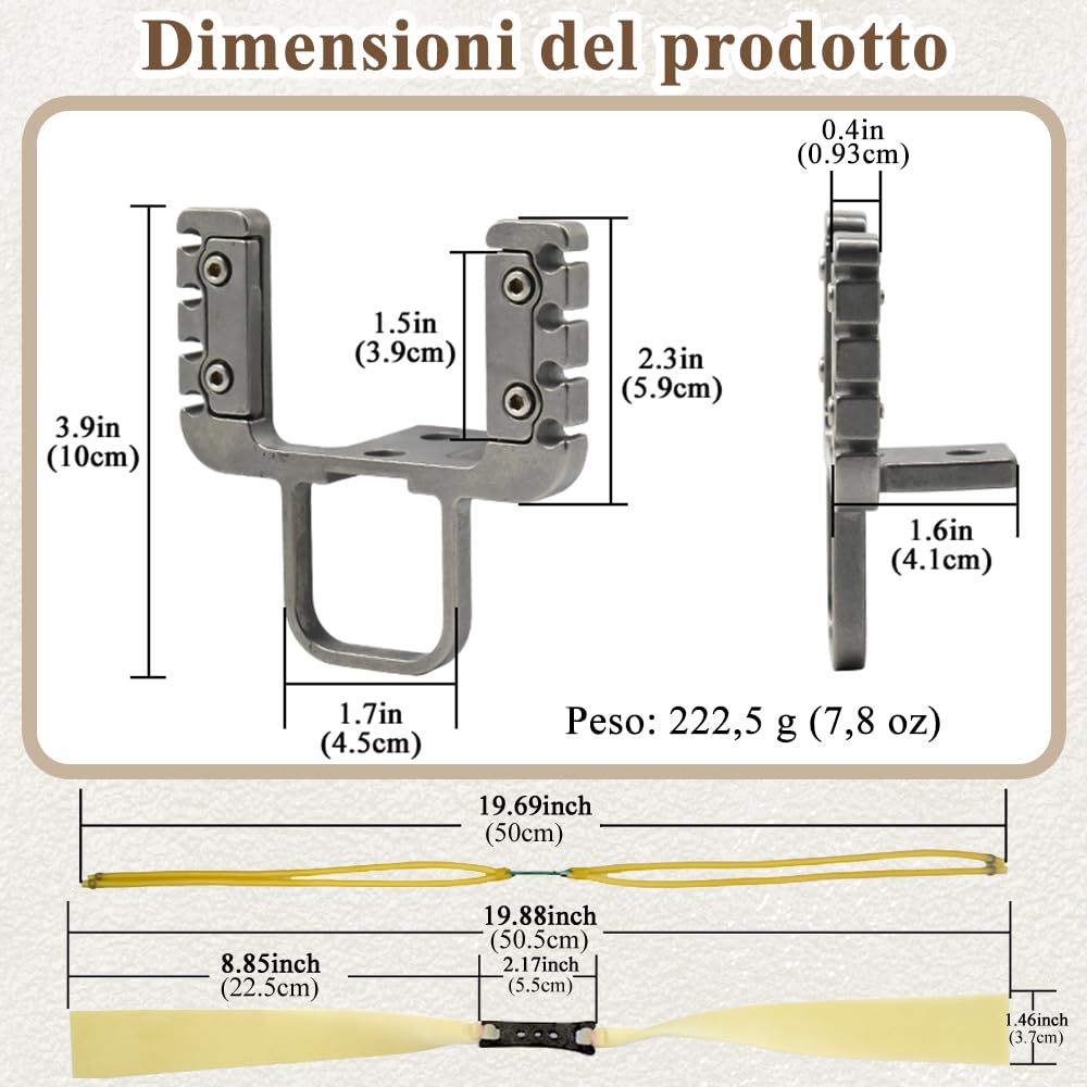 Accessori Fucile a Fionda Fai da Te, Testa Fionda da Caccia con Dispositivo di Rilascio in Metallo e 2 Bande Elastiche, Grilletto per Fionda, Accessori per l'Allenamento