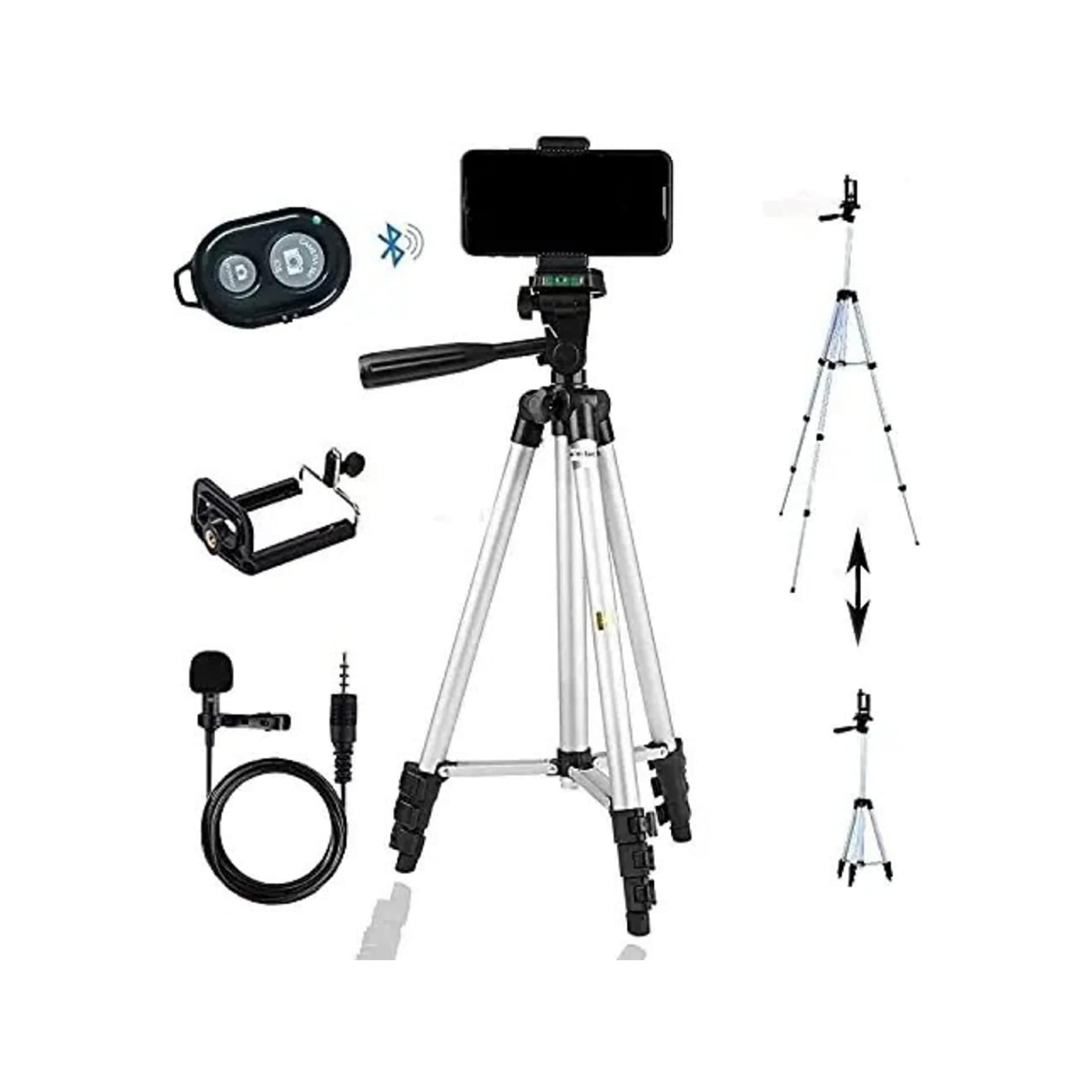 Tripod Combo with Shutter Button and Collar mic, Professional Lightweight Camera Stand with Adjustable Height and 3-Way Pan/Tilt Head (B0CY5QHJWX) Amazon Price History, Amazon Price Tracker