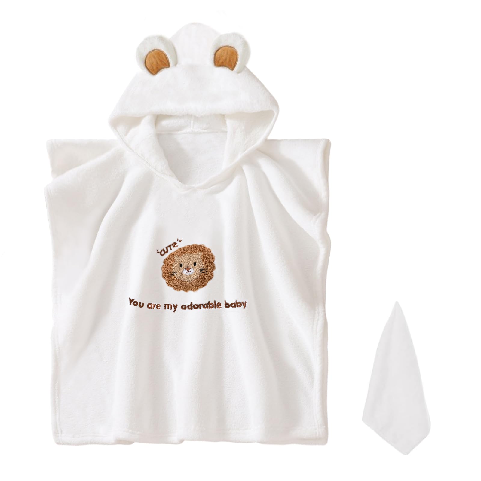 HAGOT Hooded Baby Poncho Bath Towel, Soft & Super Absorbent, Baby Cute Pattern Bath Towels for 0-3 Years Newborn, Robe Beach Swimming Hooded Poncho