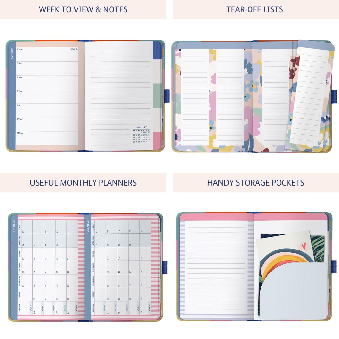 Busy B - Planificateur 2025 - Marbre Bleu - Agenda Semainier A6 Compact Avec Listes De Tâches à