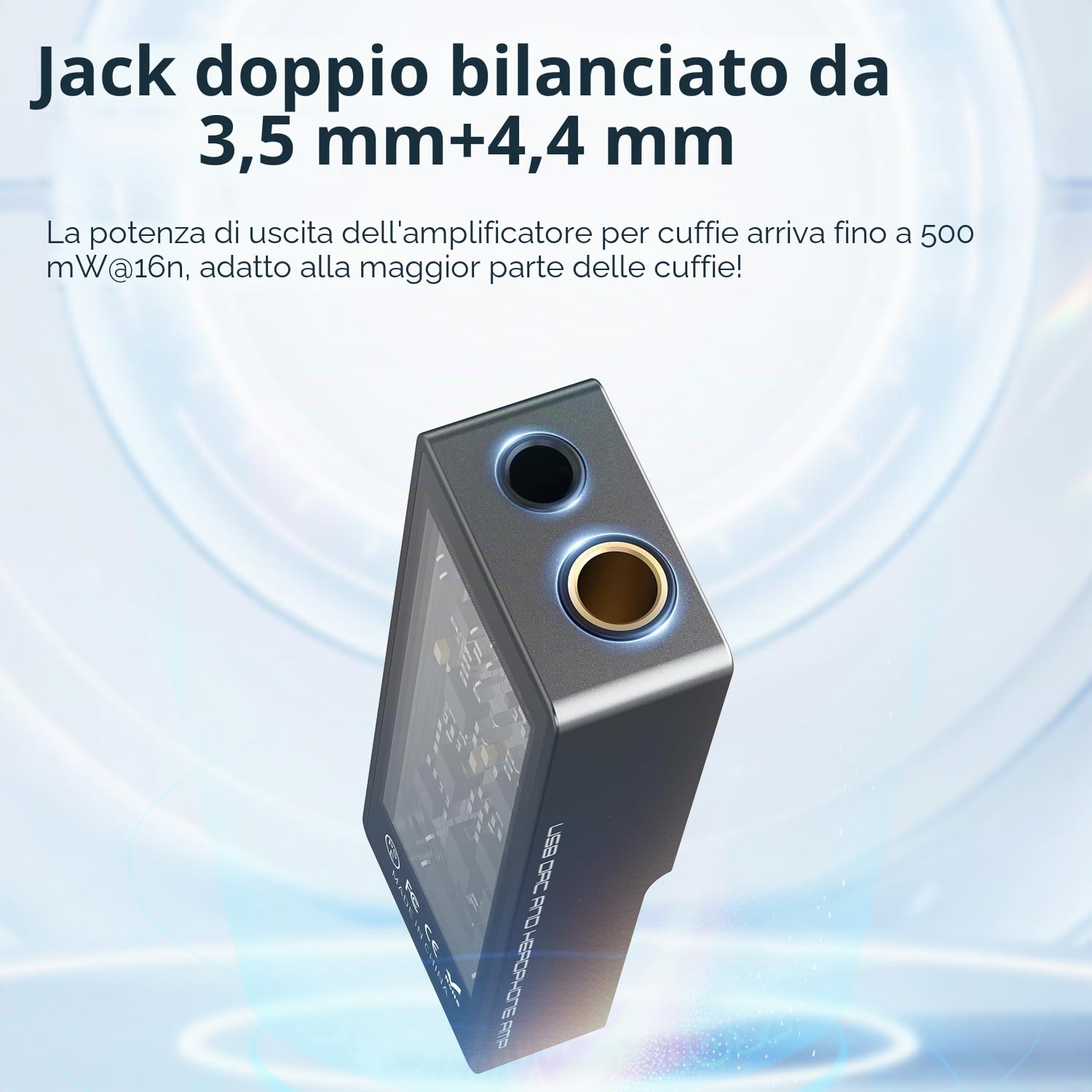 S.M.S.L D10 Amplificatore per cuffie USB Potrable Dac con uscite audio da 3,5mm e 4,4mm bilanciate Doppio mini amplificatore audio Supporto 500mw 16Ω DSD256 Hi-Res Earphone Amp (Grigio)