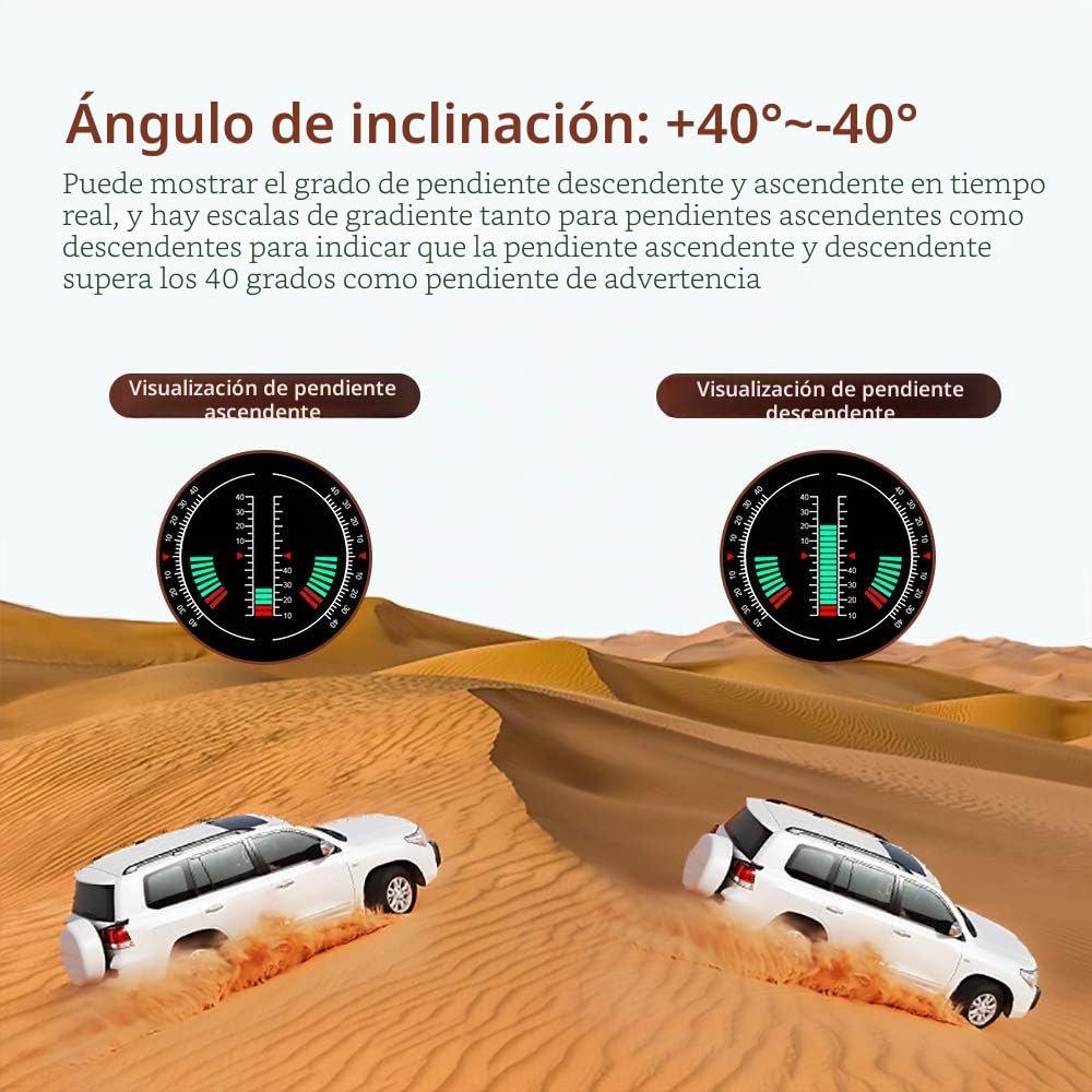 Head Up Display Inclinómetro GPS 4x4 for vehículos todoterreno, pantalla frontal, medidor de pendiente digital, reloj de ángulo de inclinación y balanceo, medidor de velocidad y altitud for todos los