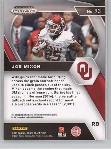 Miniatura 2 de 2021 Panini Prizm Draft Picks #93 Joe Mixon Oklahoma Sooners Official NCAA Football Trading Card in Raw (NM or Better) Condition