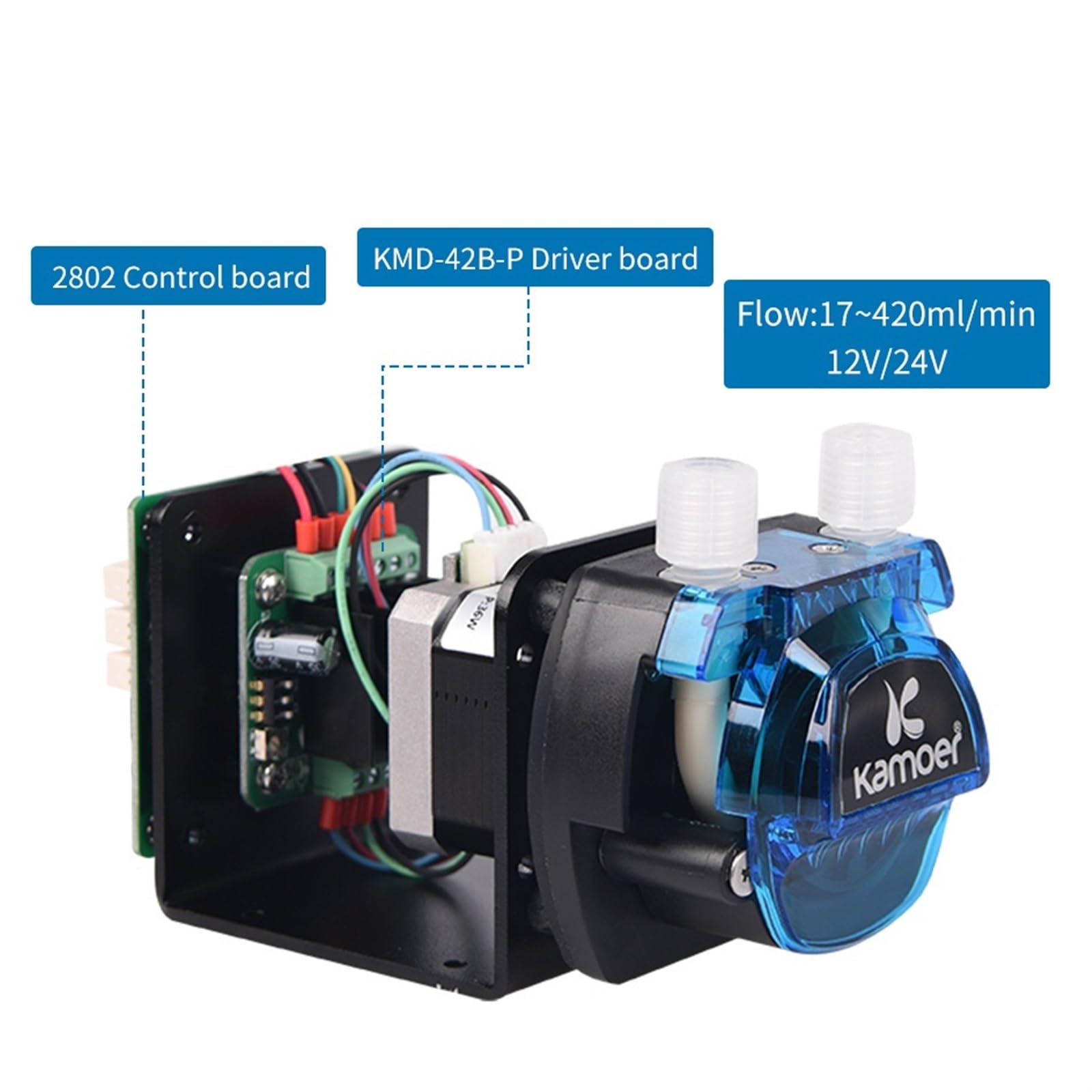Bomba dosificadora peristáltica pequeña de alta precisión KCM-ODM de 12 V/24 V con motor paso a paso - Instalación ODMA | S19,24v-6 Rollers
