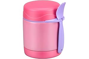 Cute Pink 10oz Insulated Lunchbox Thermos for Hot Food | Kids Lunch Container with Spoon