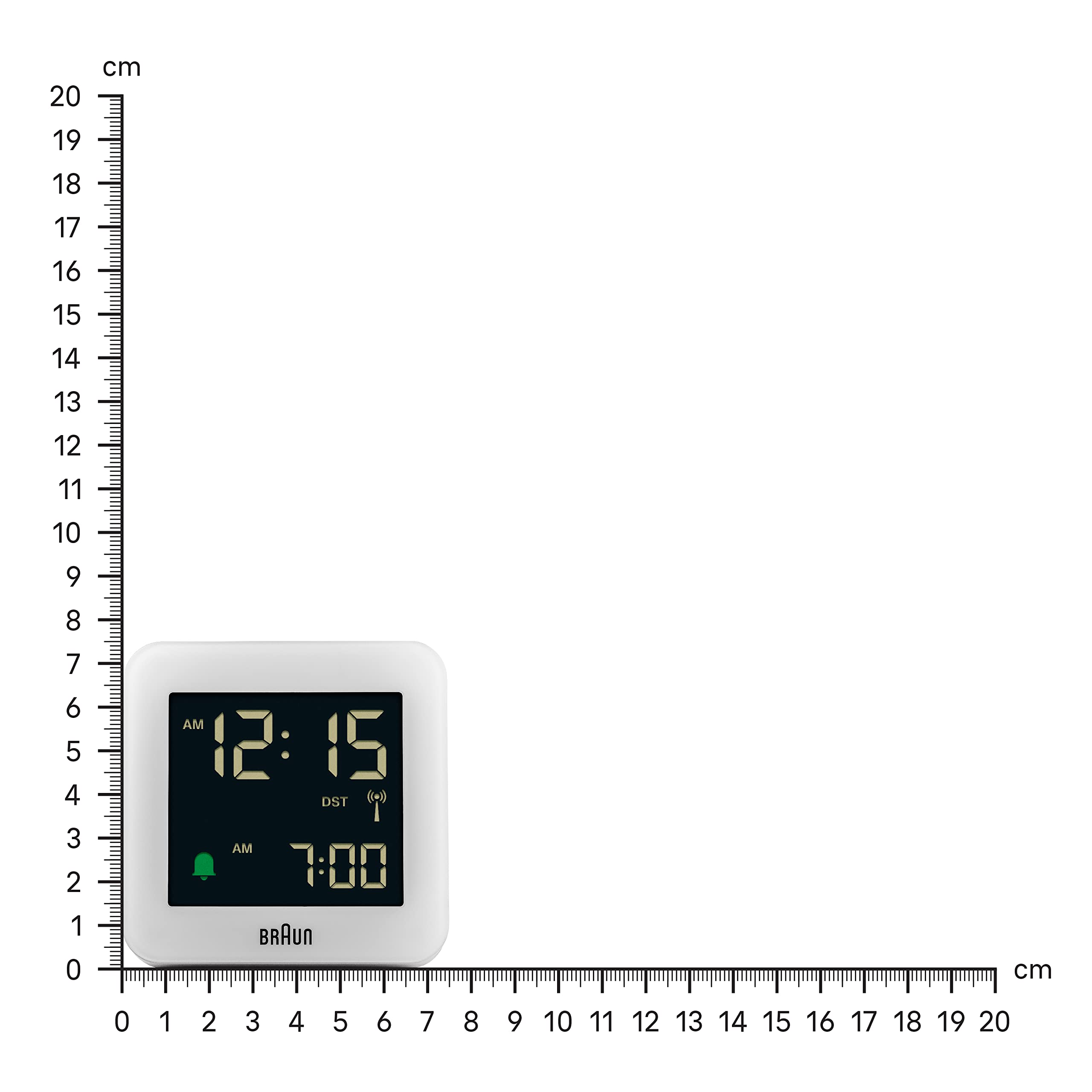 Braun Orologio Sveglia Digitale Radio controllato Fuso Orario Europa Centrale (DCF) con Funzione Snooze, Display LCD, Funzione Quick Set, Suono Sveglia Beep con crescendo, Bianco, BC09W-DCF.