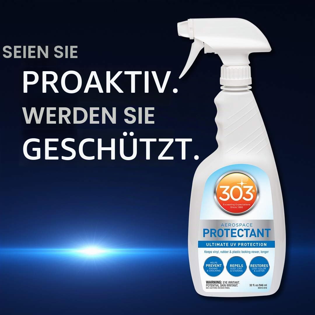 303 Aerospace Protectant – UV-Schutz für Kunststoff, Vinyl, Gummi und Leder – Mattes Finish + inkl. Nitrilhandschuhe 1, 946 ml (32 oz)