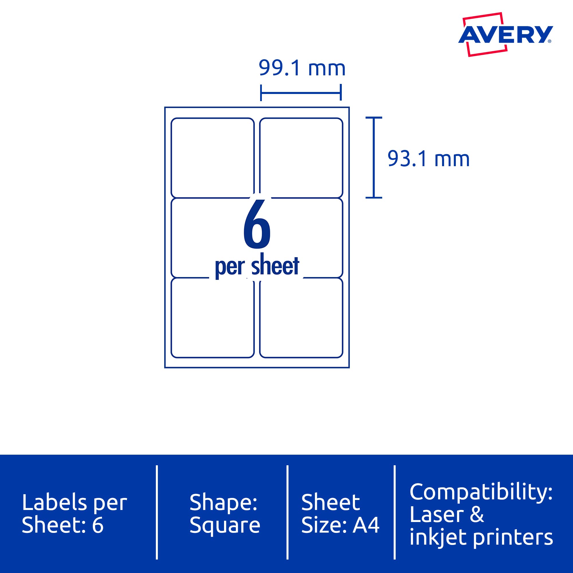 Avery Trueblock® Lot de 600 étiquettes d'expédition pour imprimantes laser 99,1 x 93,1 mm