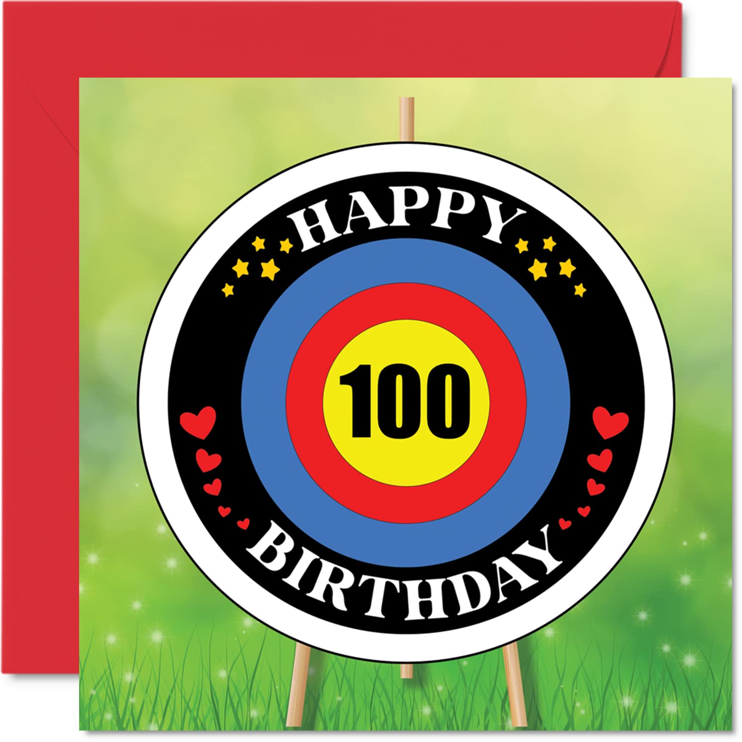 Fun 100th Birthday Cards for Men Woman - Target Age - Happy Birthday Card for Great Grandad Grandpa Nanny Grandma Nan Gran Granny Dad Mum, 145mm Greeting Cards, Playful Card