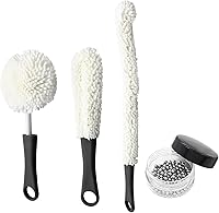 Vista 5 de BokWin Juego de limpiador de decantador de 3 piezas, cepillo flexible de limpieza de botellas de vino con bolas de limpieza para decantadores