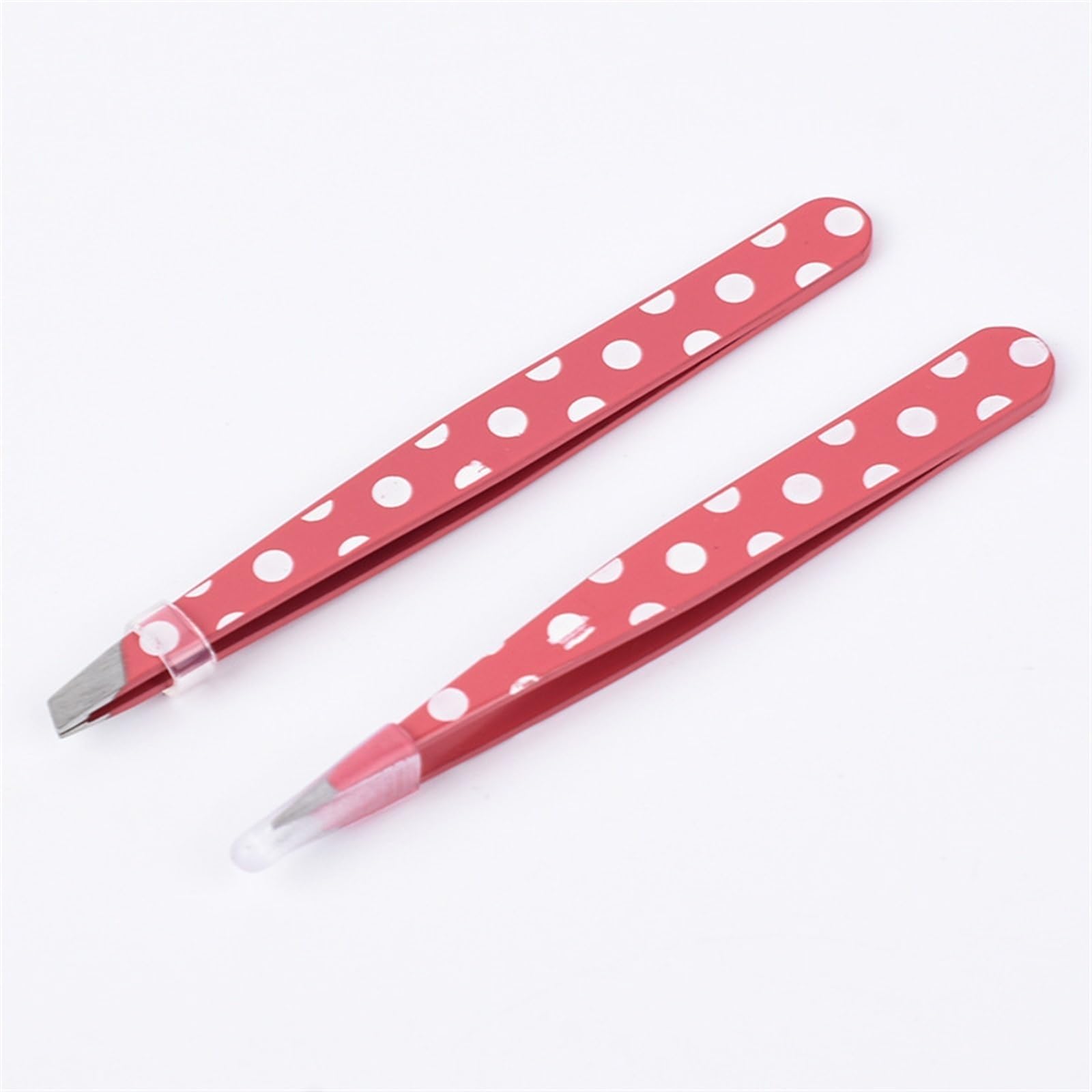 JINGYAN Pęsety Hair Removal Tweezers Eyebrow Clips Pink Dots Slanted Flat Tip Point Eye Brow Makeup Beauty Tool Set