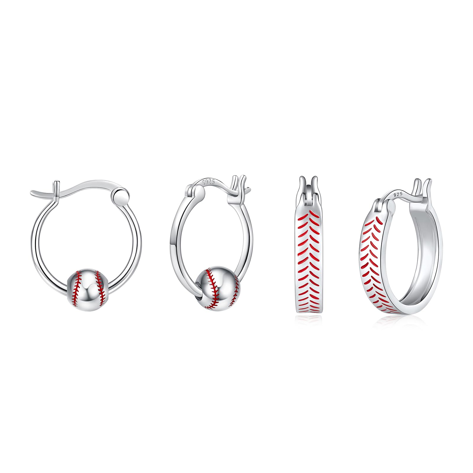 2 Pair Baseball Hoop Earrings Sport Lover Jewelry Sports Earrings Baseball Jewelry Gifts for Women