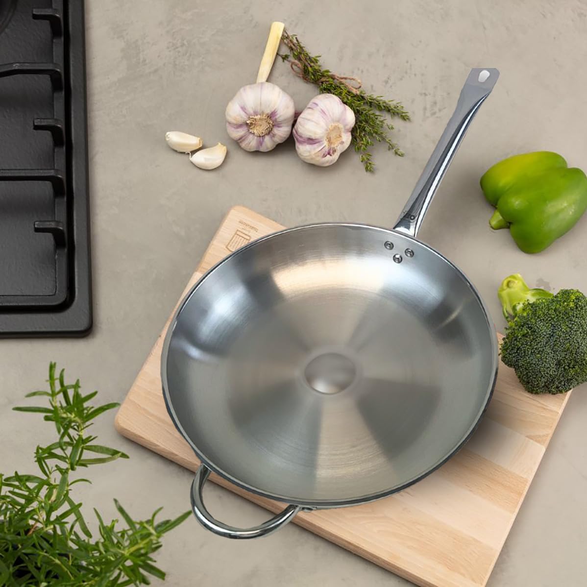 ELO Padella in acciaio inox 18/10 a induzione 32 cm – Tutti i fuochi compatibili – acciaio inossidabile, grigio 3