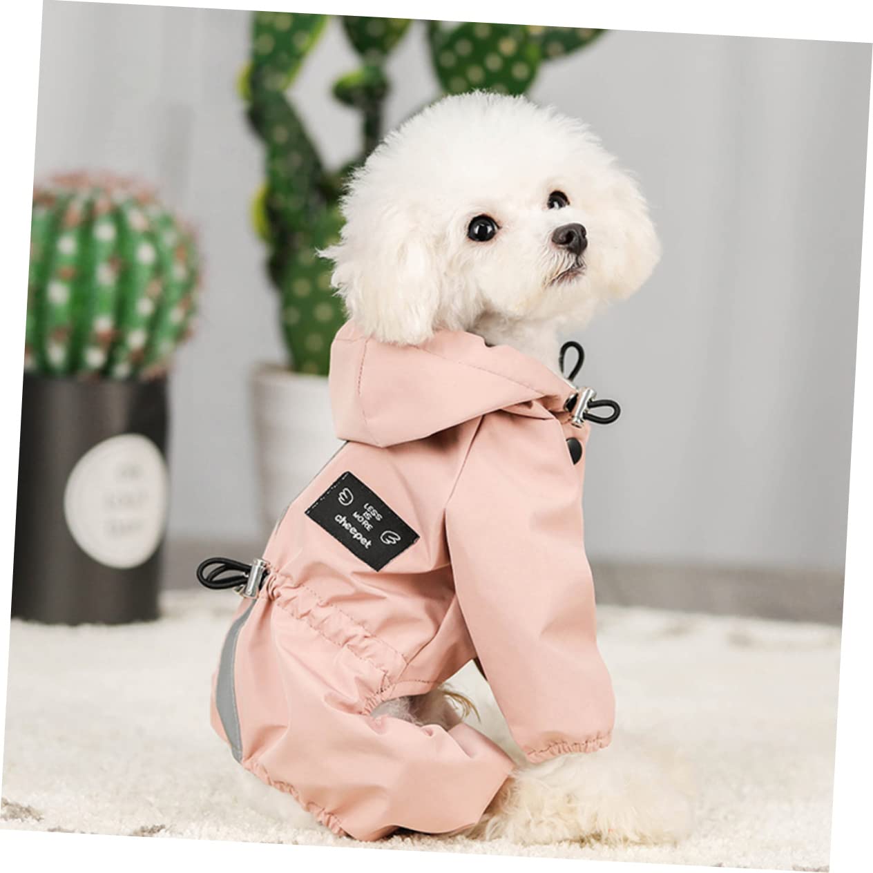 GALPADA Dog Hoodie Adjustable Reflective Raincoat for Pets Breathable Durable Pet Apparel Keeps Dogs Dry All Weather Stylish Comfortable Puppy Coat