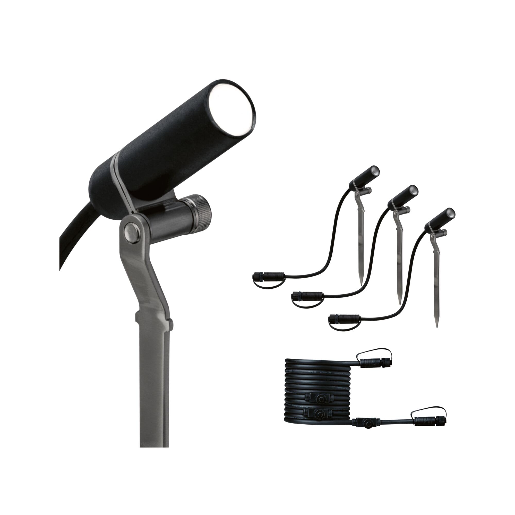 Paulmann 94156 Plug & Shine Spot Plantini Ergänzungs-Set 3000K 24V Anthrazit Alu 94156 Aussenleuchte Spotbeleuchtung Gartenbeleuchtung