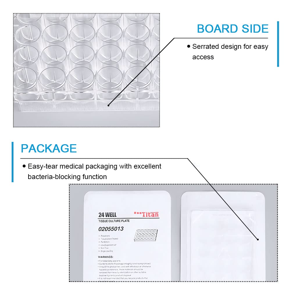 10 Stück Sterile Kulturplatten TC-behandelte Zellkulturplatten Gewebekultur-behandelte Platten Einzeln Verpackt für Laborzwecke, 24 Löcher