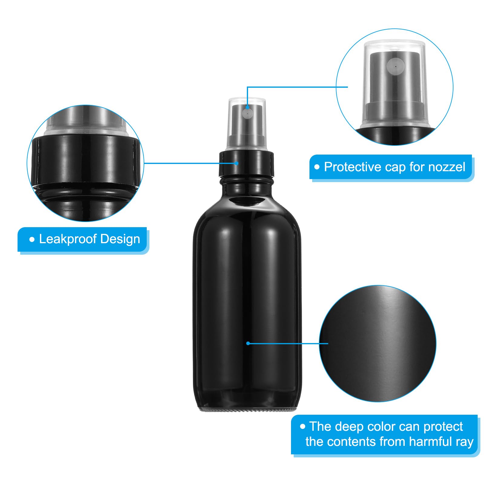 PATIKIL 12pcs 4oz Bouteilles De Pulvérisation En Verre Vide Noir | Buse Anti-Fuites, Brumisateur D'eau Jet, Pour Solutions De Nettoyage, Pour Plantes, Pour Cheveux