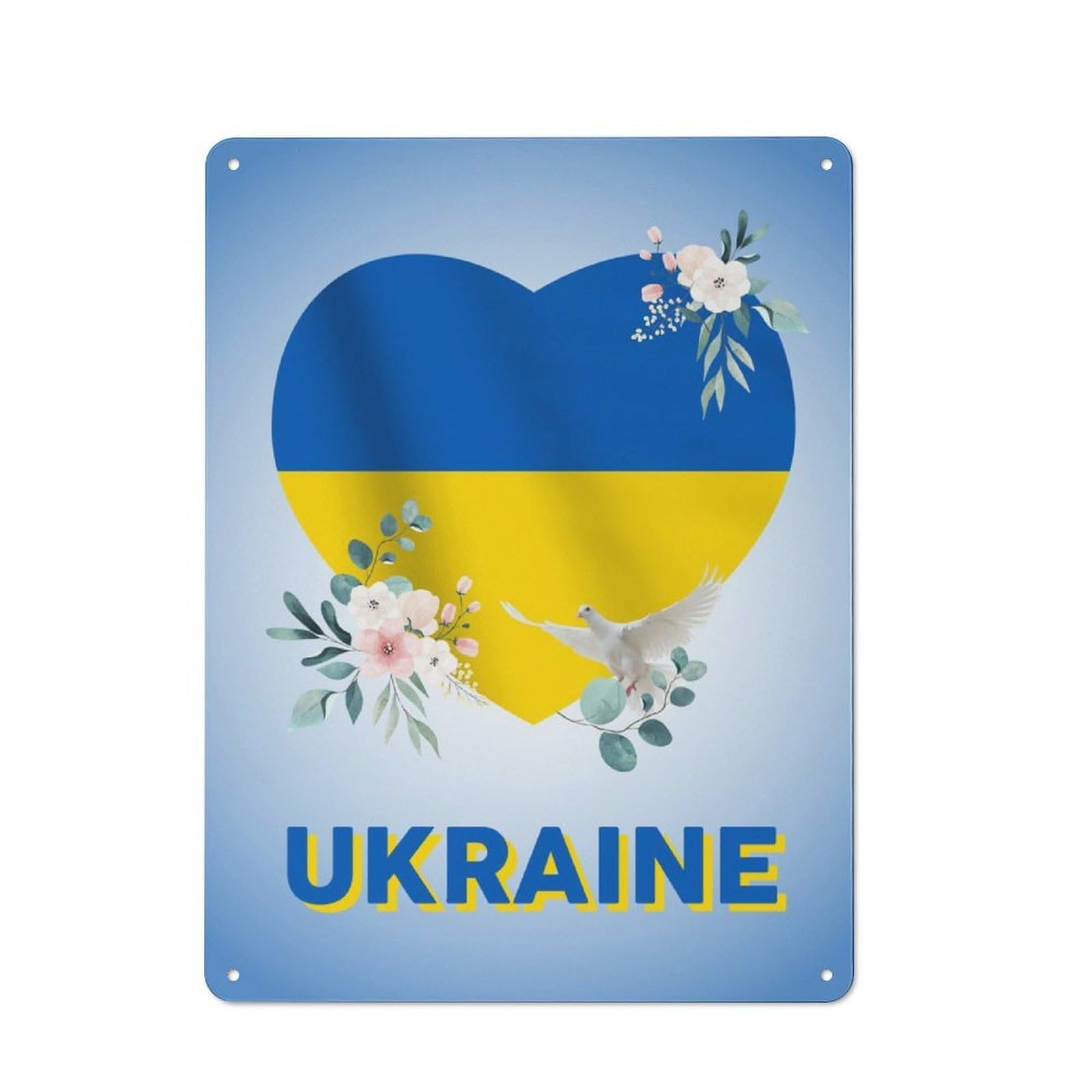 Junmoney Flag Of Ukraine Metal Sign 40X30cm With For Workshop Wall, Rustic Decor, For Garage, Workshop And Man Cave Decoration