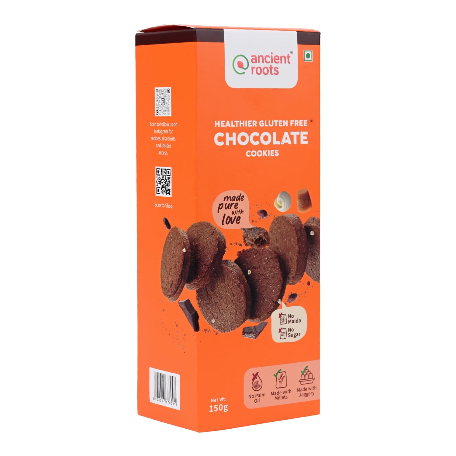 Chocolate Cookies - 150g / Biscuits (16-18 Pcs) / for Healthy Delicious Snacks/Best Paired with Tea & Coffee/No Wheat, No Maida, No Sugar, No Palm Oil /100% Butter & Jaggery Cookies