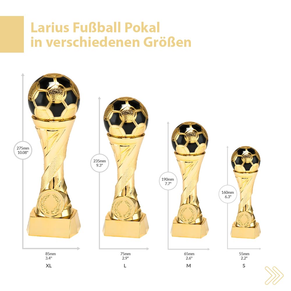Larius Pokal Ehrenpreis Fußball in Gold und Silber mit Wunschgravur