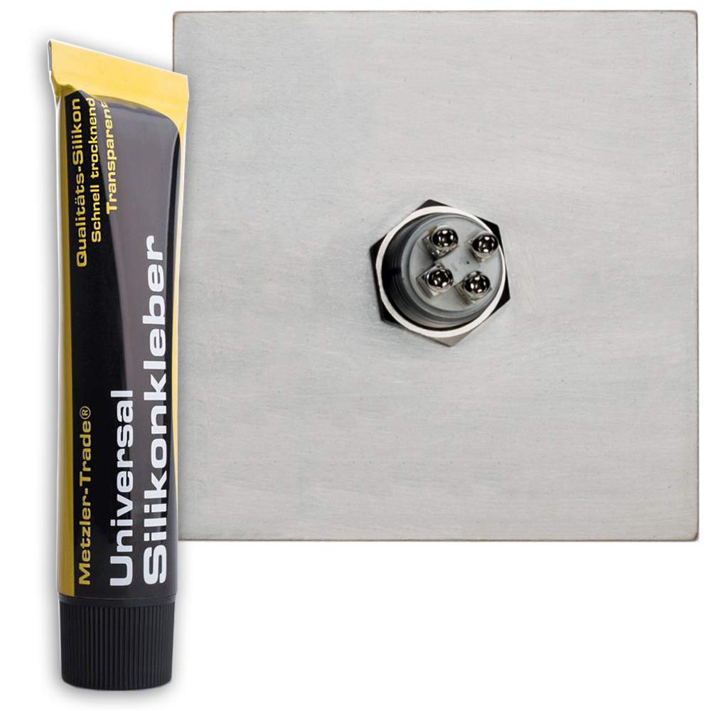 Metzler-Trade campanello acciaio inox 80x80 mm da parete incasso pulsante LED opzionale IP67 design moderno personalizzabile incisione laser resistente intemperie installazione semplice lunga durata