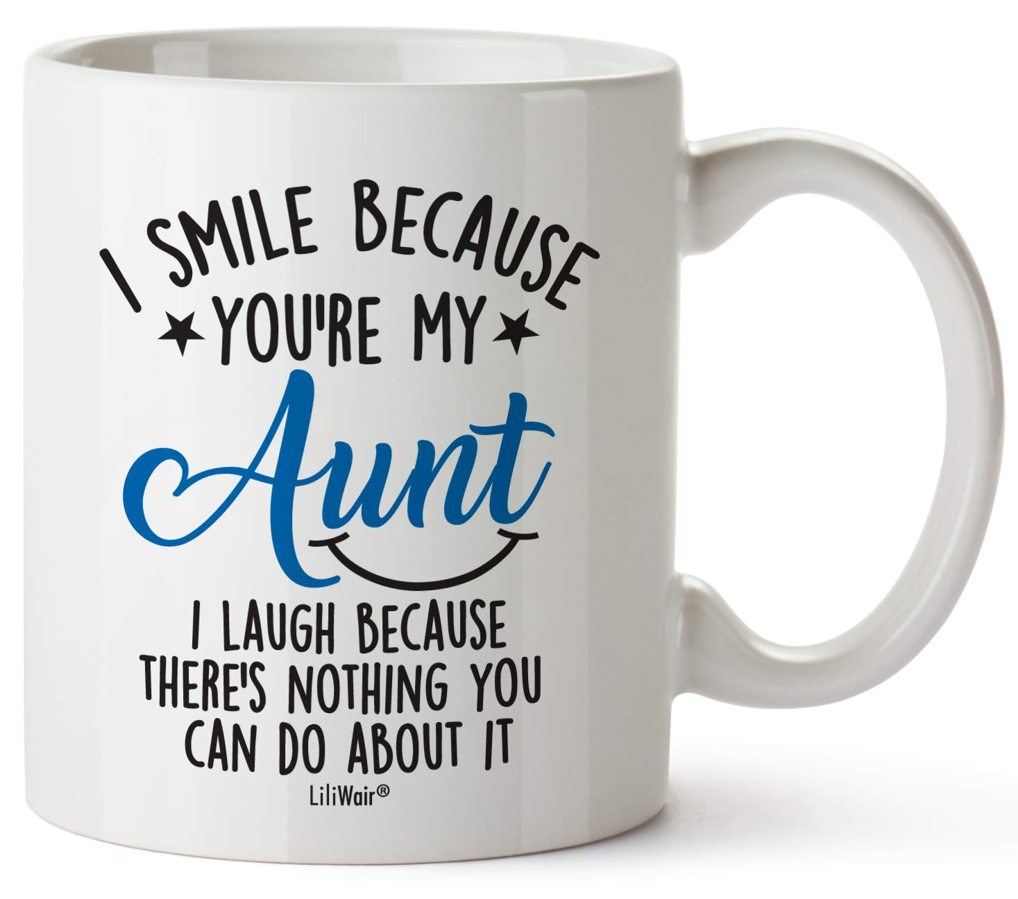 LiliWairWhite Modern 11 Oz Round Ceramic Coffee Cup, Mother's Day Gift for Aunt From Niece, Birthday Mug