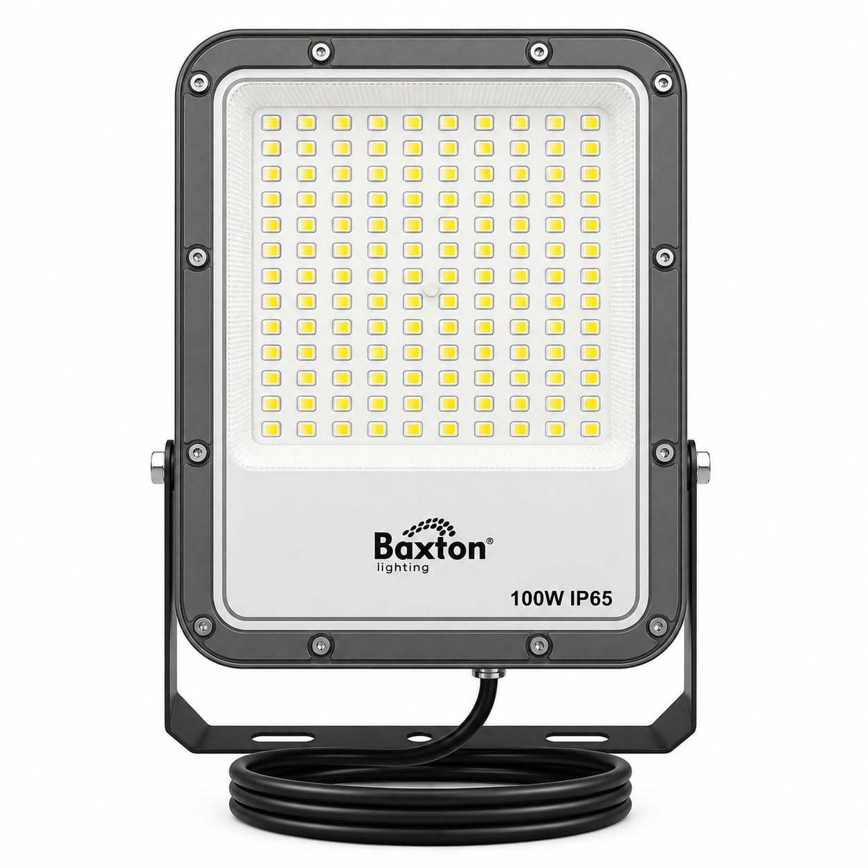 Baxton Ultimate 100W LED Floodlight Outdoor, 150lm/W High Lumen Flood Light, Mains Powered Security Light, 4000K Neutral White, IP65 Waterproof