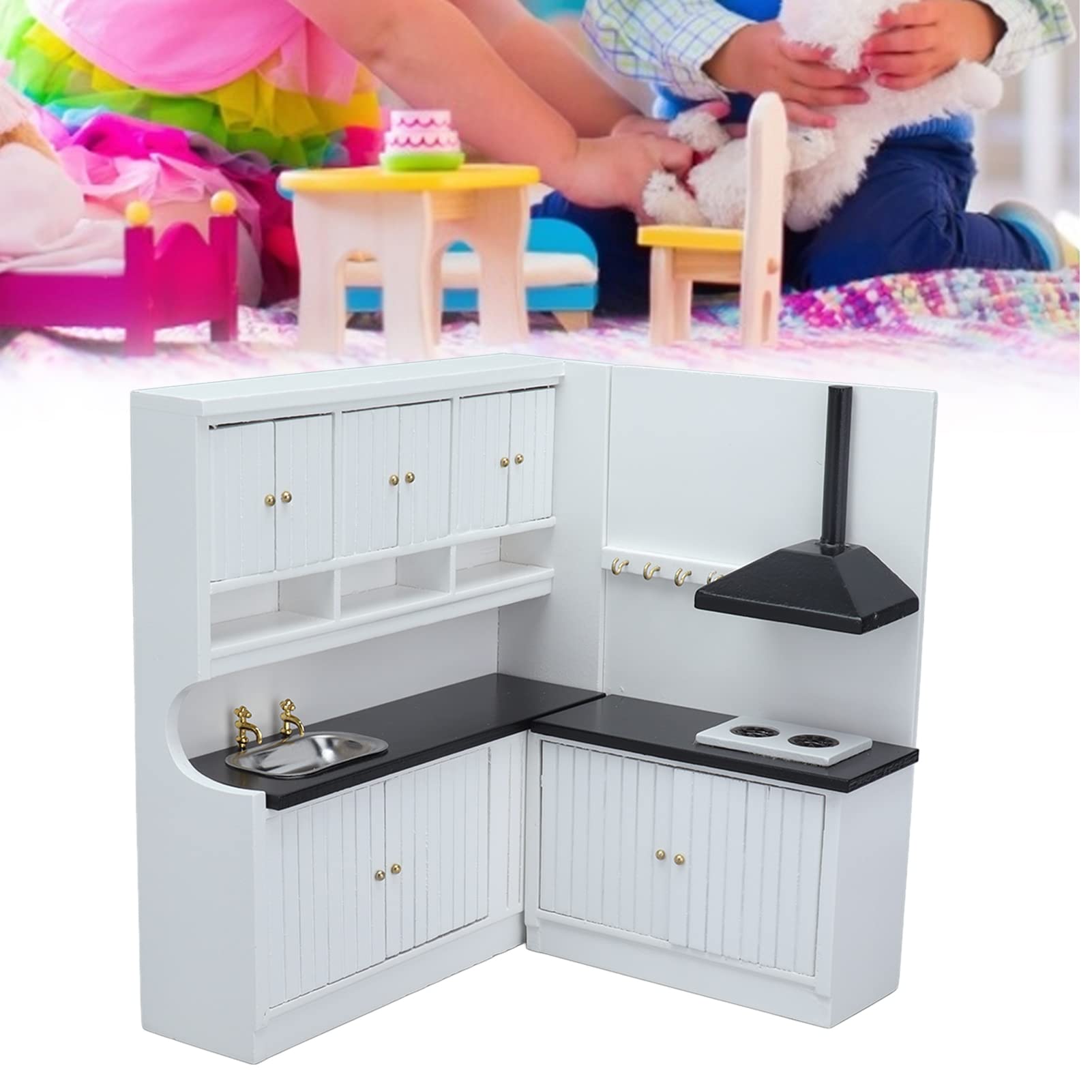 Generic Mobili da Cucina per Casa delle Bambole in Legno Alla Moda, Facili da Trasportare e Perfetti per Giochi di Ruolo, Decora la Casa delle Bambole del Tuo Bambino, per Ragazze, Set da Cucina in