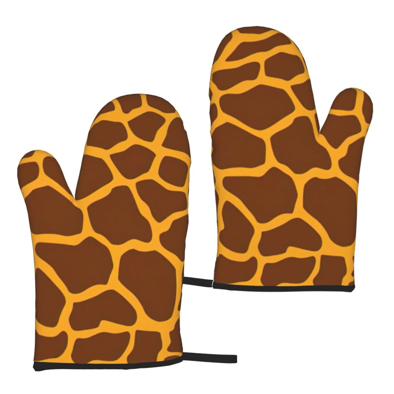 Nimongt Women's Black Giraffe Print Print Adults Universal Fit Heat Resistant Oven Gloves Reusable Cooking Outdoor Grilling