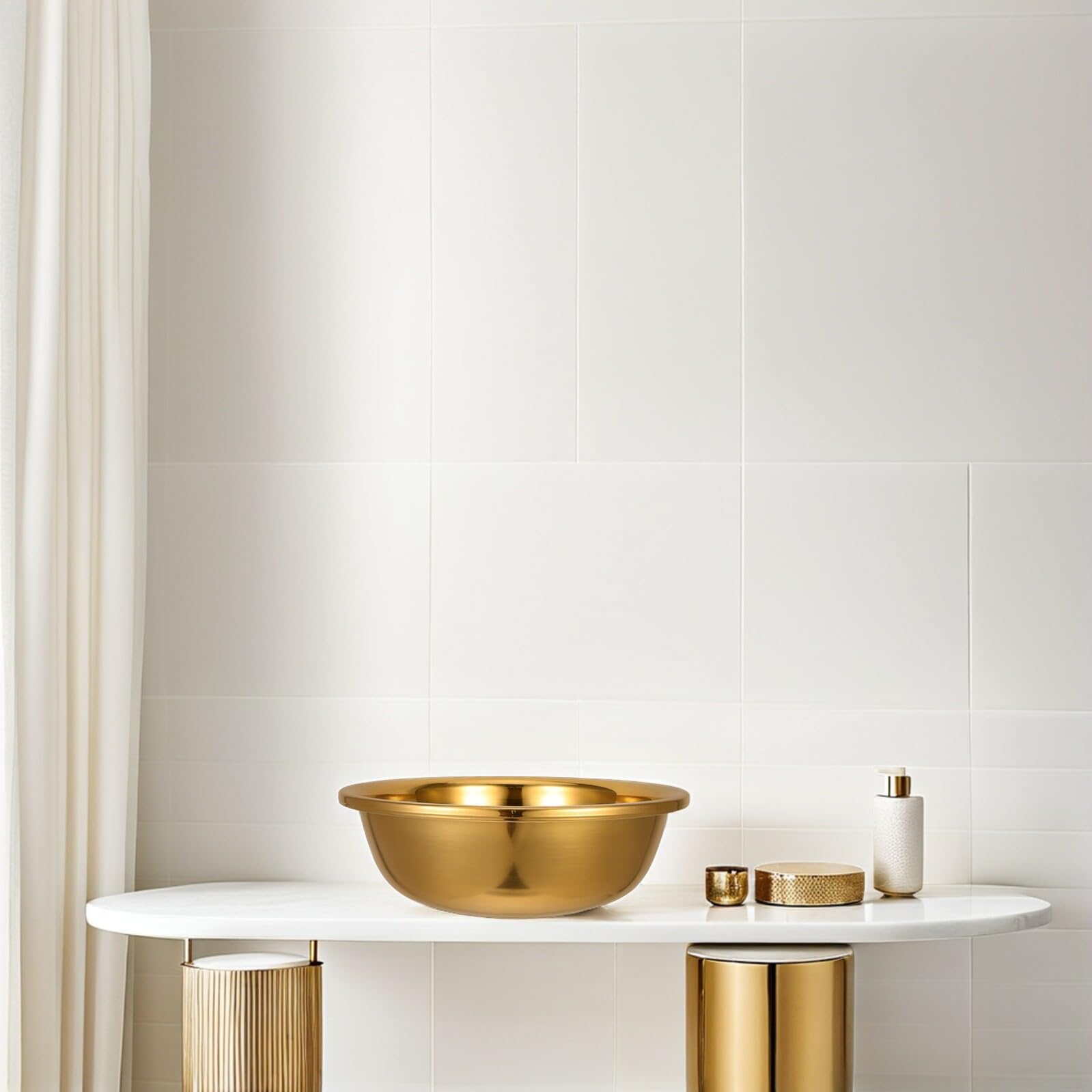 VICASKY Bacinella in Acciaio Inossidabile Oro Spessa Grande Fondo Piatto Antiscivolo Lavabo per Verdure da Cucina Stili multipli