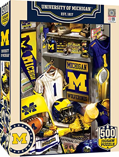 Image of MasterPieces Game Day 500 Piece Jigsaw Puzzle for Adults - NCAA Michigan Wolverines Locker Room - 15 inchx21 inch